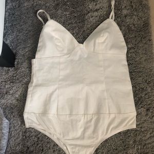 Rocky Denim Bodysuit in White Denim